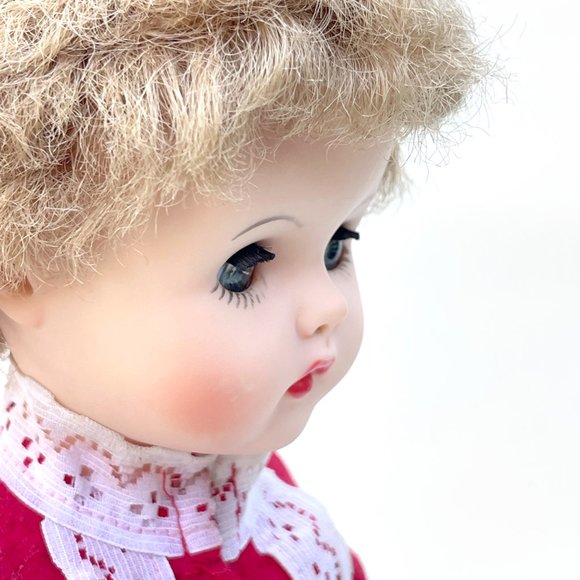 Vintage 60s Vinyl 12" Toddler Doll Marked K11 ~ Strawberry Blond Hair Aqua Eyes - Picture 5 of 10